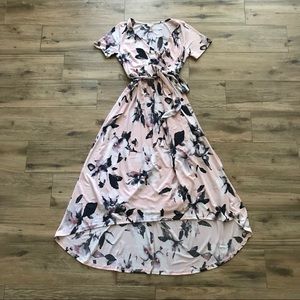 Pinkblush floral high-low wrap maternity dress